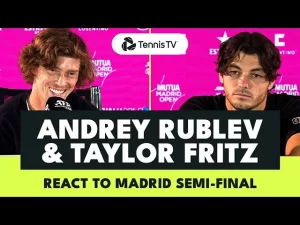 Vidéo: Conférence de presse d&rsquo;Andrey Rublev et de Taylor Fritz après leur demi-finale à Madrid