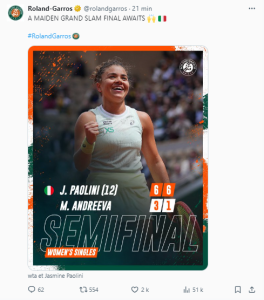 Paolini rejoint Swiatek en finale !