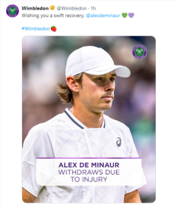 De Minaur déclare forfait, Djokovic en 1/2 !