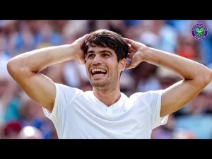 La réaction de Carlos Alcaraz après avoir remporté Wimbledon pour la deuxième fois !