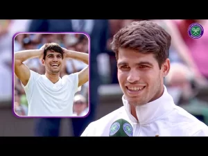 Vidéo: Carlos Alcaraz ne se considère pas encore comme un champion | Carlos Alcaraz | Interview sur le terrain | Wimbledon 2024