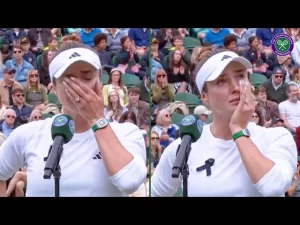 Vidéo: Elina Svitolina s&rsquo;exprime avec émotion sur l&rsquo;Ukraine | Interview sur le court du quatrième tour | Wimbledon 2024