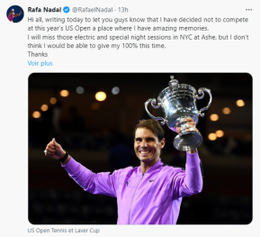 Nadal déclare forfait | TennisLeader.fr