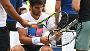 VIDÉO. US Open : à quatre jours de son entrée en lice dans le tournoi, Carlos Alcaraz se tord la cheville et stoppe son entraînement