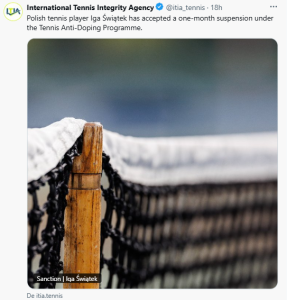 Swiatek suspendue 1 mois pour dopage