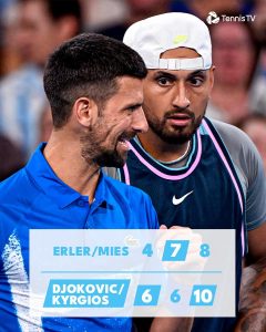 Le duo Nick Kyrgios et Novak Djokovic cartonné à Brisbane