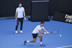 Premier entraînement pour Novak Djokovic avec Andy Murray à Melbourne