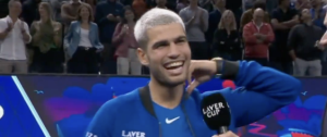Laver Cup > Alcaraz : « Je ne sais pas pourquoi je fais ça. L&rsquo;équipe m&rsquo;a dit : &lsquo;Tu fais une amortie à un gars qui est sur la ligne de carré de service' »