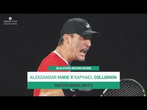 Regardez les temps forts de Vukic contre Collignon lors des qualifications de la Coupe Davis 2025, deuxième tour où l&rsquo;Australie affronte la Belgique