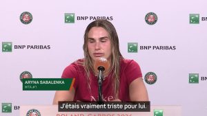 Garros (F) : Aryna Sabalenka : « J&rsquo;étais vraiment triste pour Sinner »